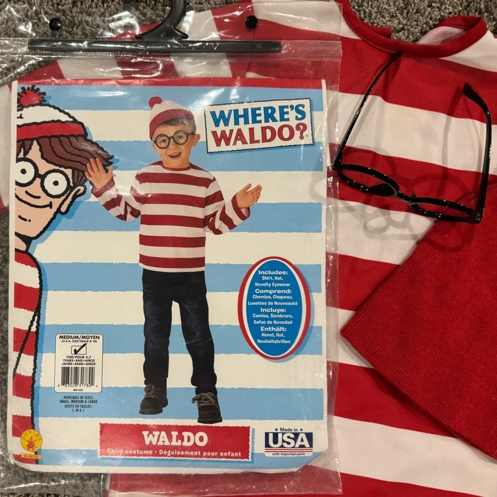 Where’s Waldo costume, size 8